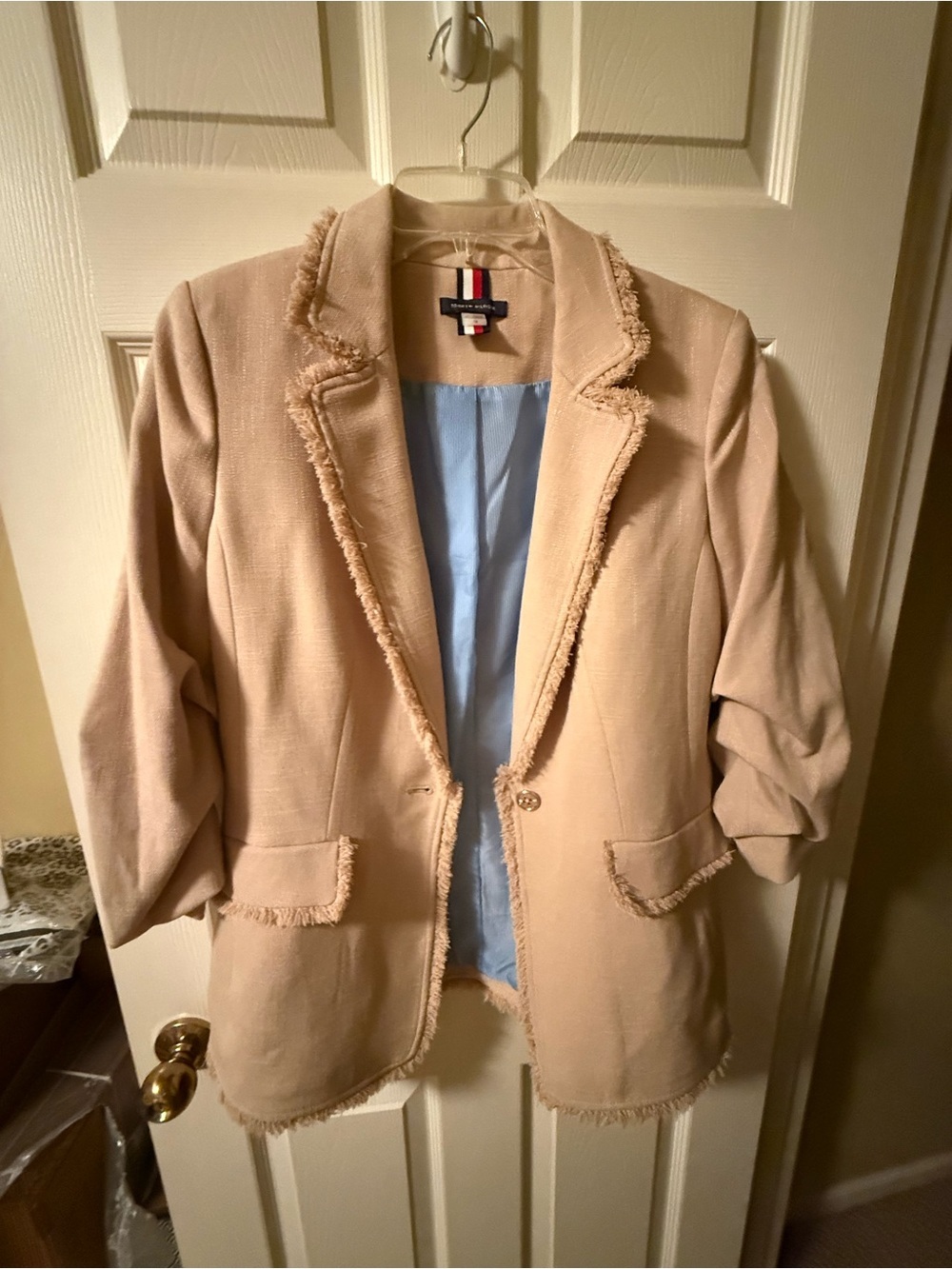 Tommy Hilfiger Women's Cream Fringe-Trim Blazer